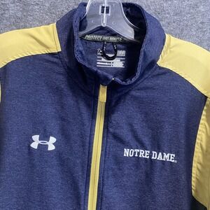 Notre Dame Fighting Irish Jacket Mens Large Blue Gold Under Armour NCAA Football